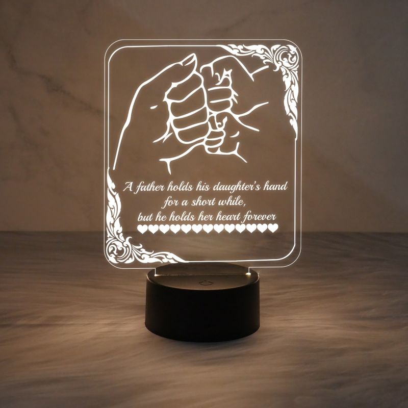 Engraved Quote Night Lamp with Warm White Light & On/Off Touch Button | Gift for Father from Daughter | Bedside Desk Table Lamp